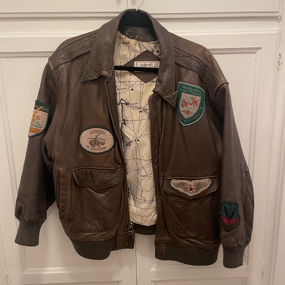 Vintage Aviator Bomber Leather Jacket